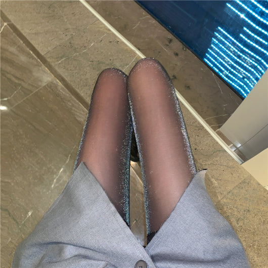 Medias Finas de Seda Perlada Negro Elegante - Image 9
