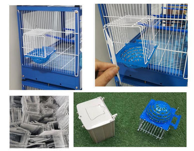 Small parrot breeding box with a blue plastic base and white wire cage, designed for bird nesting. - Image 11