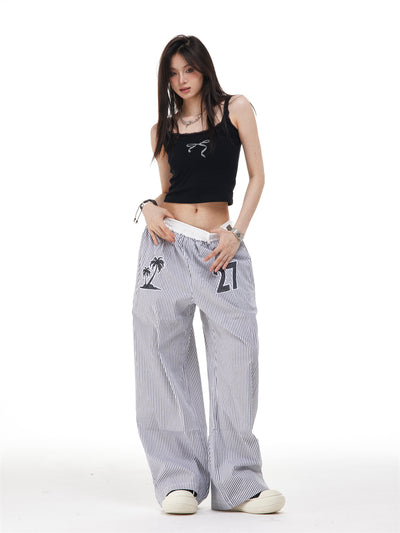 Pantalones Rectos Anchos con Rayas Verticales Bordadas - Efecto Adelgazante - Image 26