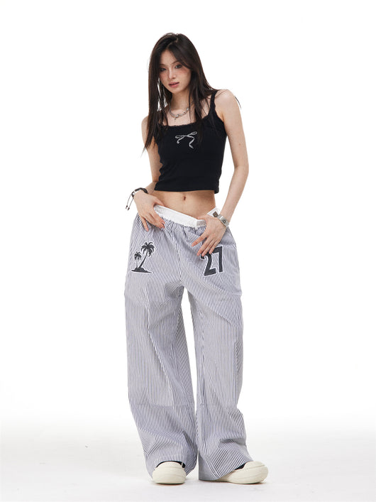 Pantalones Rectos Anchos con Rayas Verticales Bordadas - Efecto Adelgazante - Image 26
