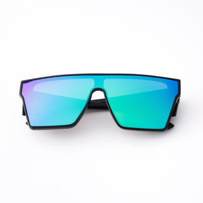 Black frame sports cycling sunglasses with vibrant purple polarized shield lenses, ideal for biking and outdoor activities. - Image 21