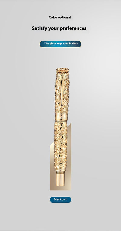Bolígrafo Dorado Estilo Chino Retro con Relieve 18K - Diseño Bicolor Premium - Image 13
