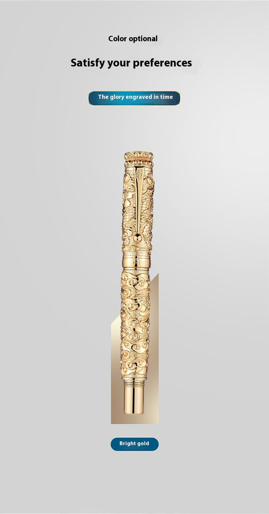 Bolígrafo Dorado Estilo Chino Retro con Relieve 18K - Diseño Bicolor Premium - Image 13