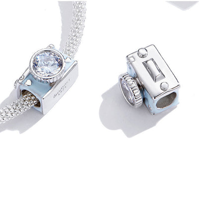 Pulsera de Plata Esterlina con Cámara Brillante y Cuentas - Image 4