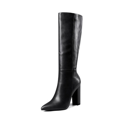 Botas Altas de Tacón Grueso Punta Afilada para Otoño e Invierno - Image 36