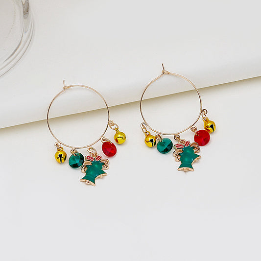 Aretes Navideños Muñeco de Nieve con Cascabel y Letras del Alfabeto