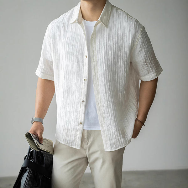 Camisa de Negocios Manga Corta para Hombre con Cuello Clásico