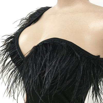 Vestido Midi Escote V sin Mangas con Detalle de Plumas - Image 22