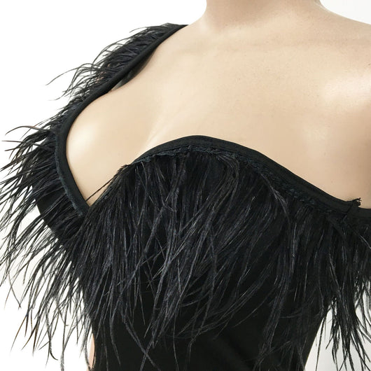 Vestido Midi Escote V sin Mangas con Detalle de Plumas - Image 22