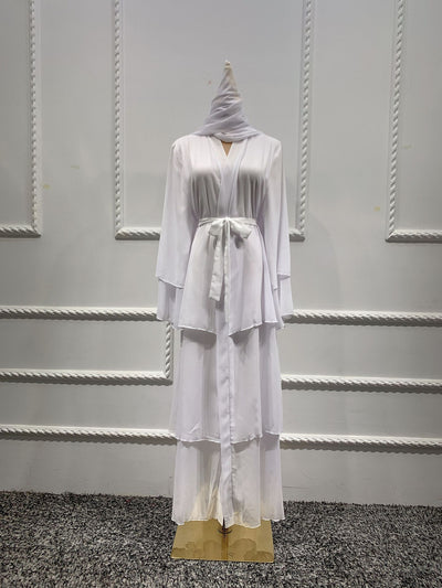 Bata Larga de Gasa Perla en Tres Capas - Vestido Fluido y Elegante - Image 11