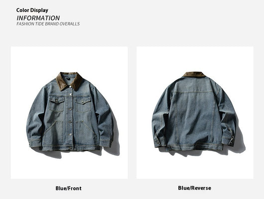 Chaqueta Denim Retro con Bolsillos Múltiples y Solapas en Contraste para Mujer - Image 7