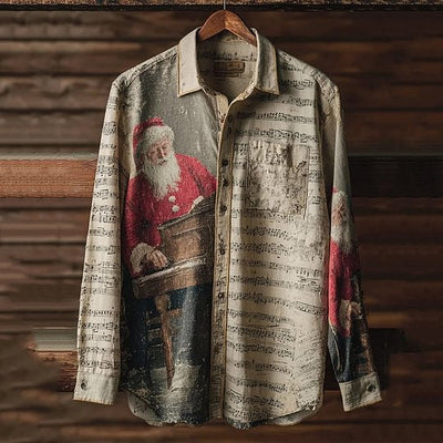 Camisa Floral Navideña para Hombre - Estilo Otoñal Moderno - Image 2