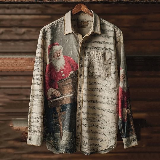 Camisa Floral Navideña para Hombre - Estilo Otoñal Moderno
