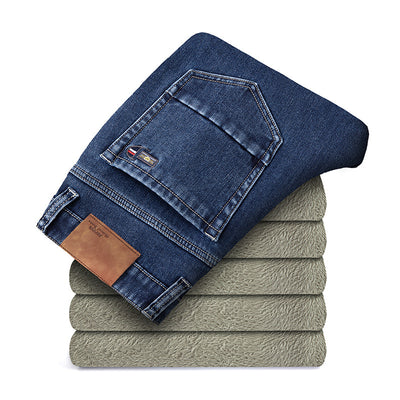 Jeans Rectos Holgados de Tiro Medio con Elasticidad para Hombre - Image 13