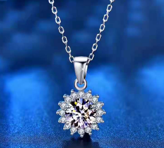 Collar Girasol Plata 925 con Moissanita - Colgante Flor Diamante para Mujer - Image 4