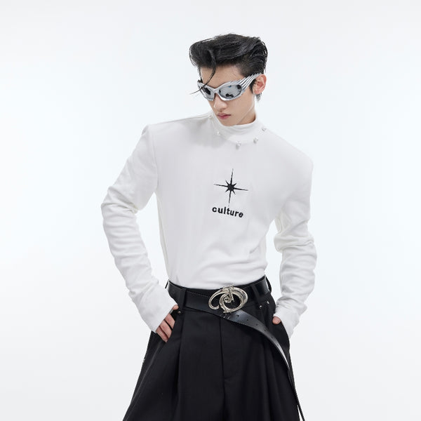 Camisa Básica Cuello Alto Manga Larga Versátil
