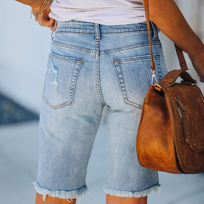 Pantalones Rotos Mid-Rise Súper Elásticos - Jeans Ajustados de Cintura Media - Image 4