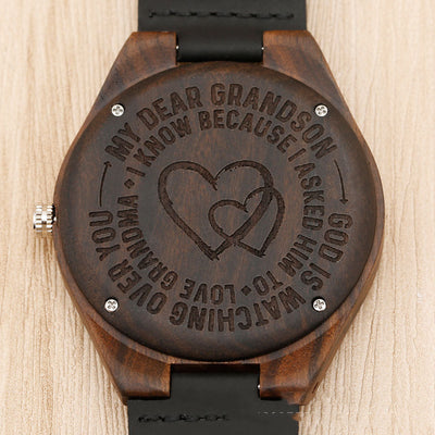 Reloj de Madera con Esfera Marrón y Gravado en la Caja - Image 5