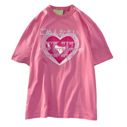Camiseta Suelta Cuello Redondo Estilo Coreano con Estampado - Image 7