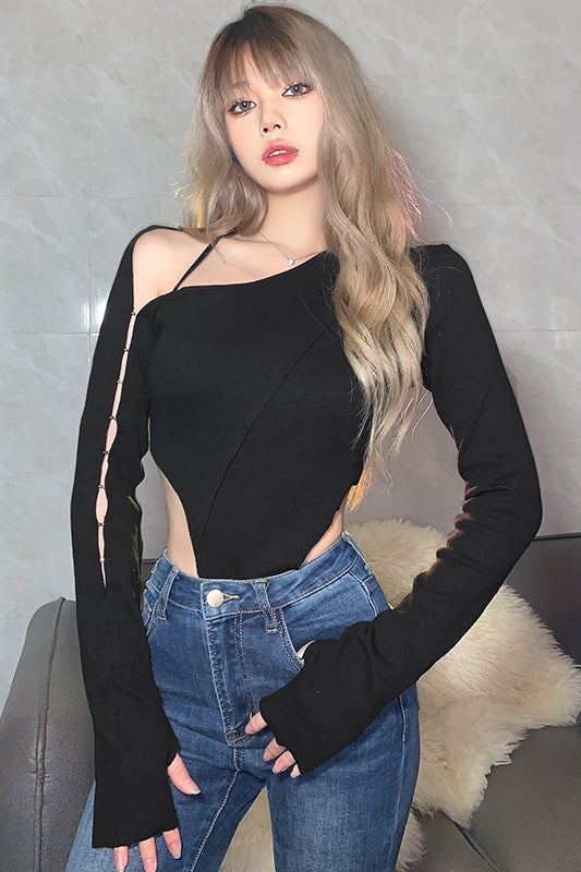 Blusa Manga Larga con Diseño Calado Efecto Slim