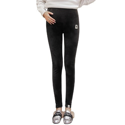 Pantalones de Maternidad en Terciopelo Grueso Dorado - Calidez y Comodidad - Image 3