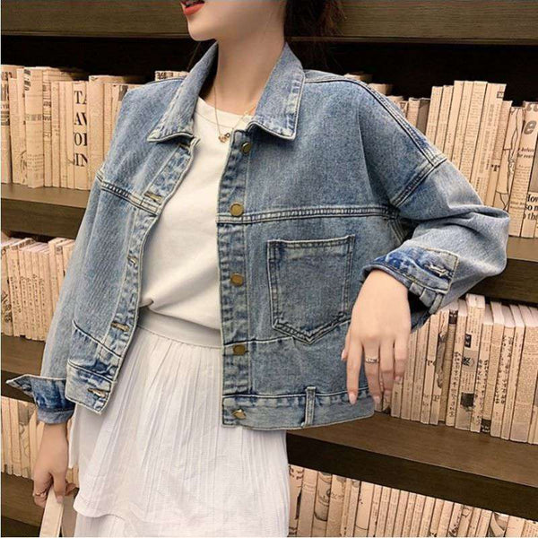 Chaqueta Denim Suelta Corta para Mujer - Estilo Casual