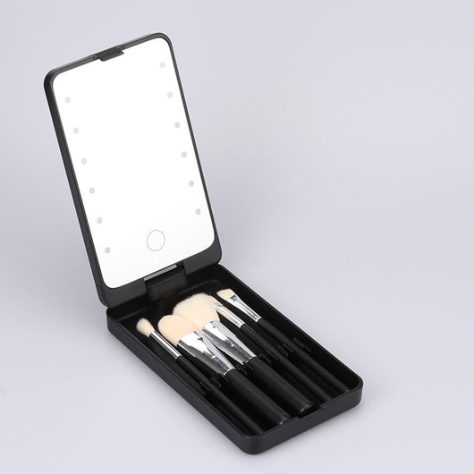 Espejo de Maquillaje Plegable con Set de Brochas - Image 11
