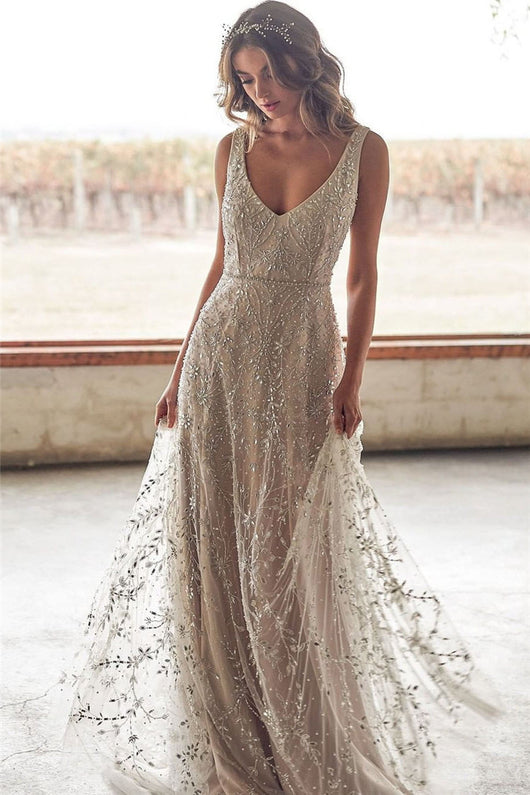 Vestido Largo Escote V Efecto Bronce - Image 10