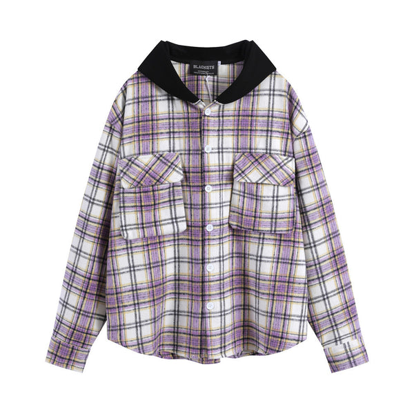 Chamarra Tipo Camisa a Cuadros con Capucha para Hombre