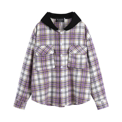 Chamarra Tipo Camisa a Cuadros con Capucha para Hombre