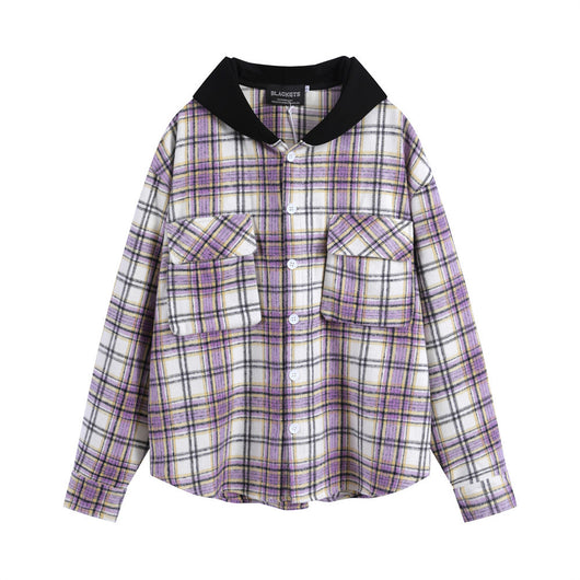 Chamarra Tipo Camisa a Cuadros con Capucha para Hombre