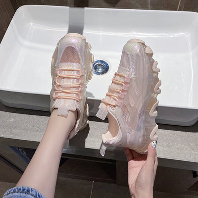 Zapatillas Blancas Casuales para Mujer con Suela Gruesa y Cordones - Image 9