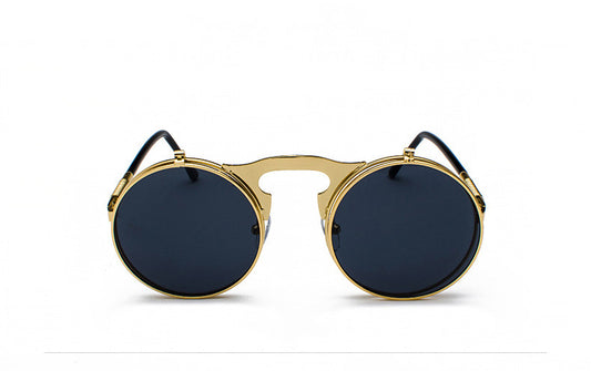 Gafas de Sol Steampunk Retro Abatibles Marco Redondo Metal - Image 2