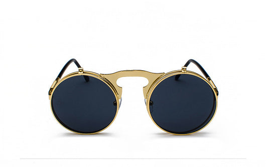 Gafas de Sol Steampunk Retro Abatibles Marco Redondo Metal - Image 2