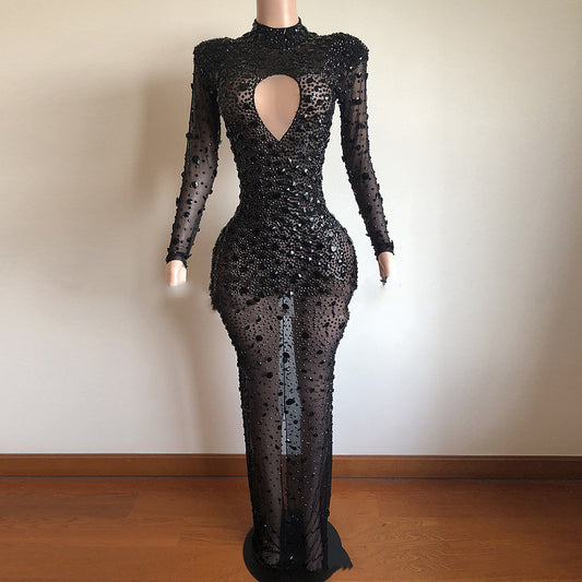 Blusa Manga Larga Mesh Calado con Efecto Transparente
