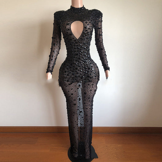 Blusa Manga Larga Mesh Calado con Efecto Transparente
