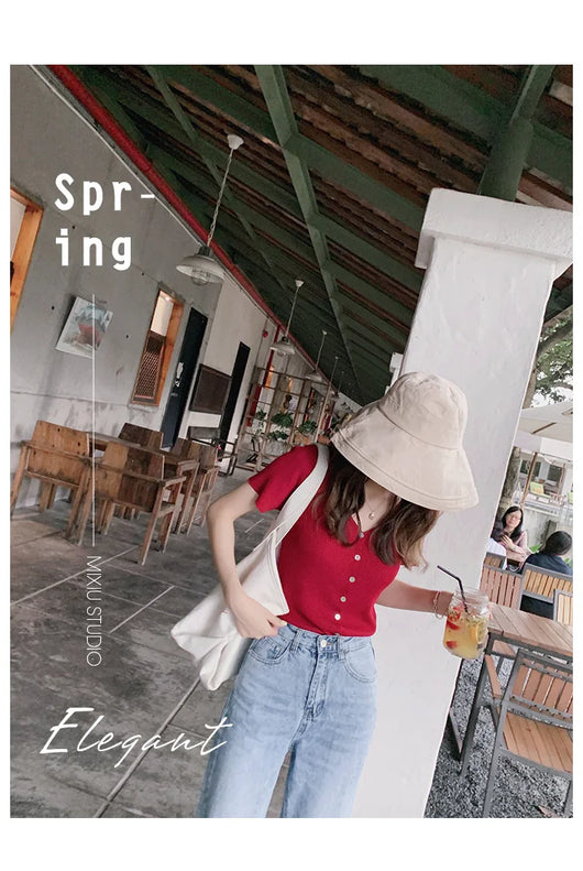 Conjunto Coreano Verano: Short Ajustado + Blusa Escote V - Image 32