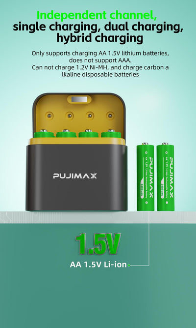 Cargador Inteligente de 8 Baterías AA con Puerto USB-C y Batería de Litio 3400mAh - Image 11