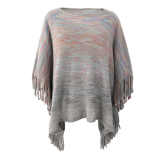 Poncho Suéter Rayas con Fleco - Abrigo Elegante y Versátil - Image 16