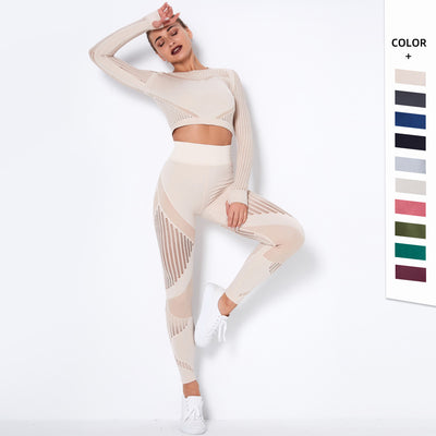 Conjunto de Yoga Absorbente sin Costuras con Manga Larga