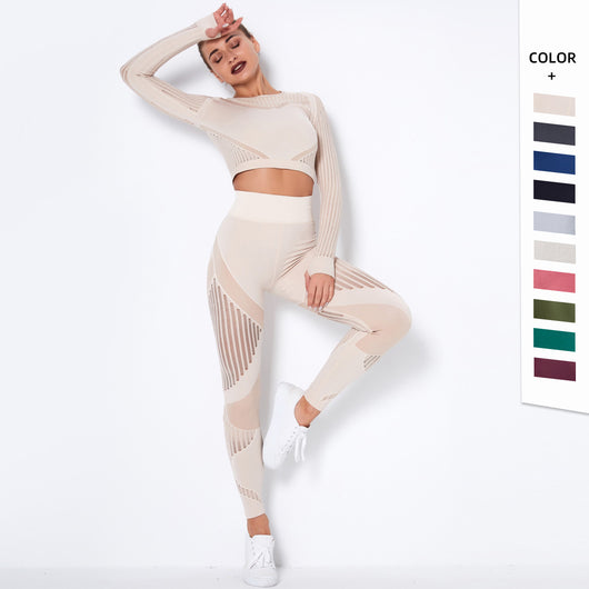 Conjunto de Yoga Absorbente sin Costuras con Manga Larga