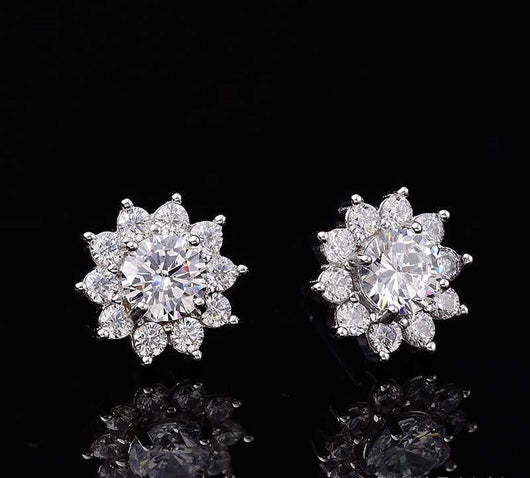 Aretes Girasol para Parejas con Diamante Solitario - Image 8