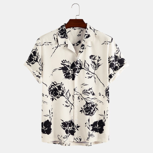 Camisa Casual para Hombre con Estampado de Rosas