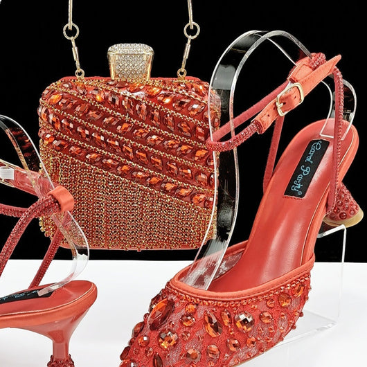 Sandalias de Tacón Alto con Strass y Bolso a Juego con Borlas 3D - Image 5
