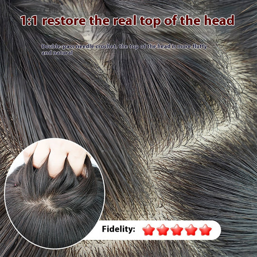 Peluca de Cabello Humano Real con Funda de Seda Tejida a Mano - Image 4