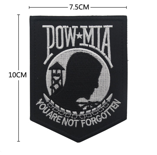 Parche Bordado Bandera POW MIA Negro y Blanco con Velcro - Image 2