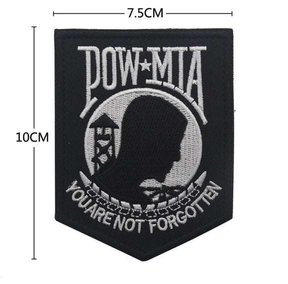 Parche Bordado Bandera POW MIA Negro y Blanco con Velcro