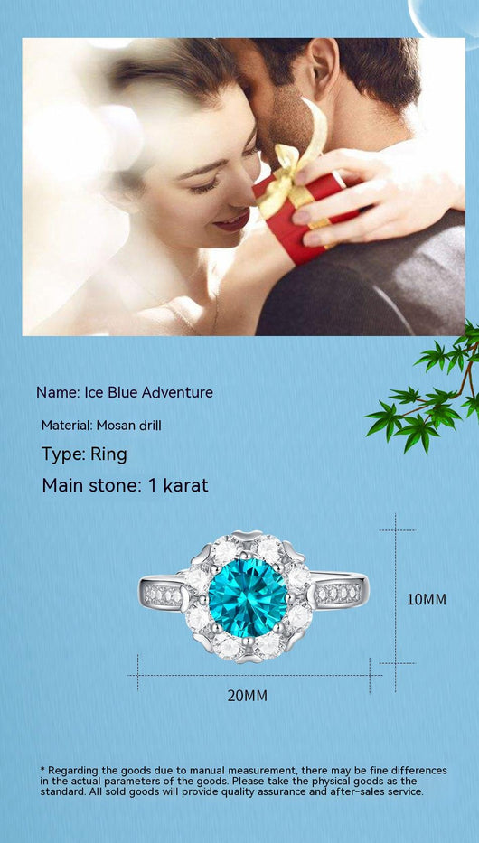 Anillo de Plata S925 Azul Hielo Elegante para Mujer - Image 7