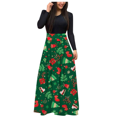 Conjunto de Falda Larga con Estampado Navideño Europeo y Americano - Image 2