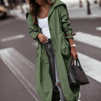 Gabardina Casual de Solapa Midi para Mujer - Estilo Versátil
